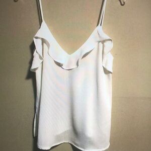 Elegant White Ruffle Strap Top